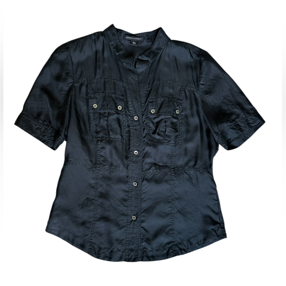 Banana Republic Vintage Y2K Classic Black %100 Silk Safari Silk Women’s Large